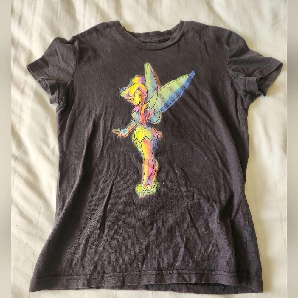 Vintage Disney Tinkerbell Graphic Womens T-Shirt - Black